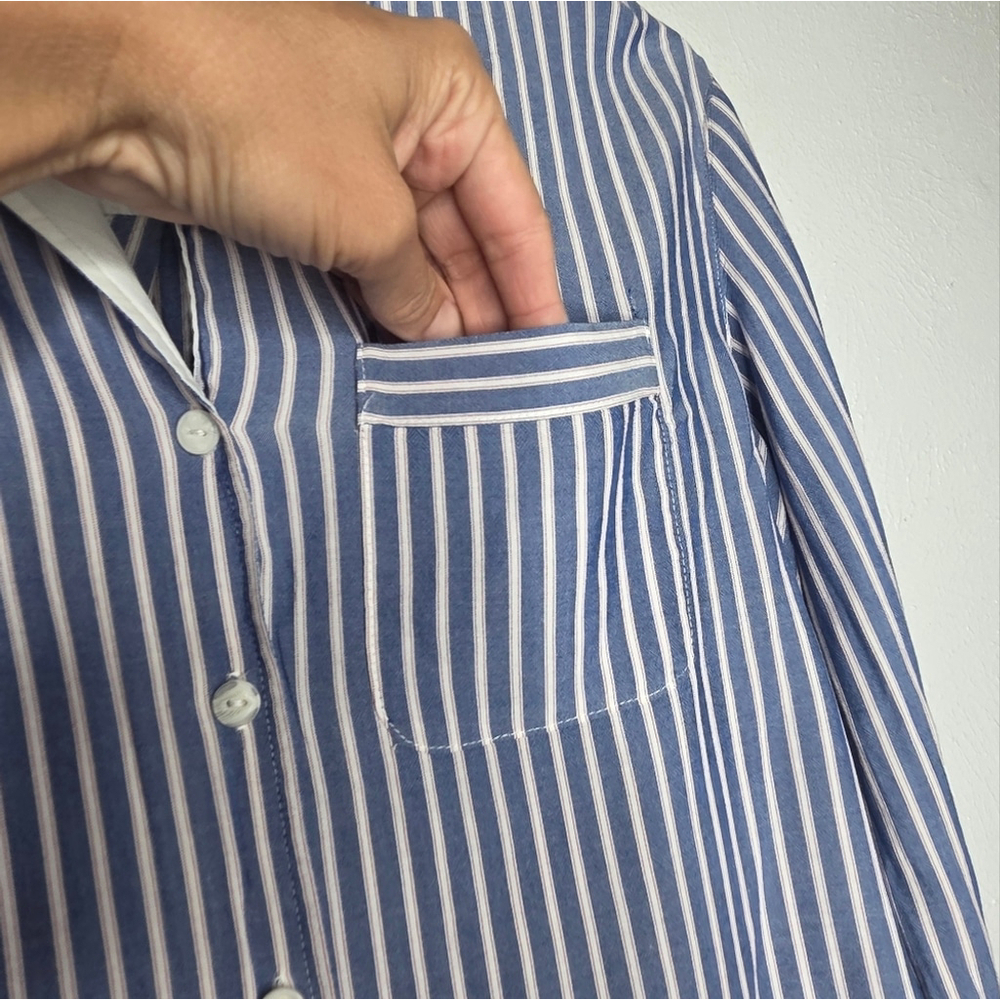Rag & Bone Amelia Striped Pajama Shirt Blue & White Button-Up Women's Size Small - Picture 9 of 15
